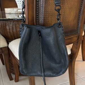 Rebecca Minkoff Black Leather Shoulder Bag with Chain Detail